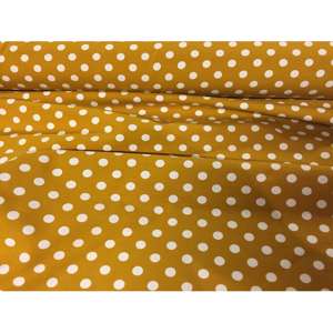 Bomuldsjersey - mustard / karry med hvide prikker